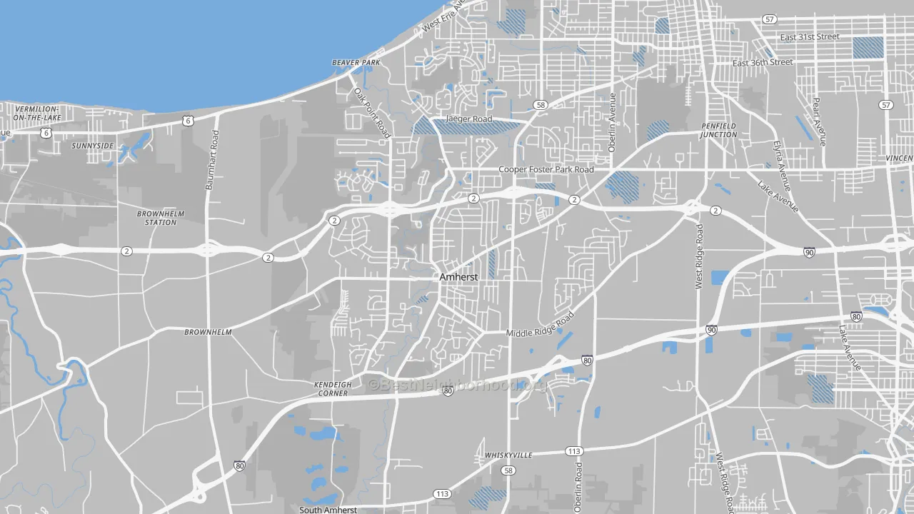 Transit Grade map of Amherst, OH