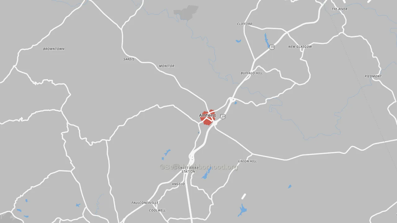 Transit Grade map of Amherst, VA