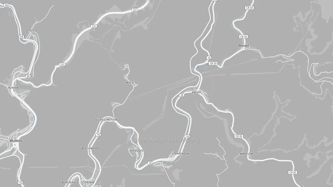 Transit Grade map of Amigo, WV