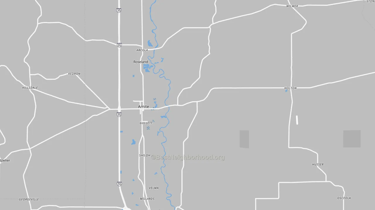 Transit Grade map of Amite, LA