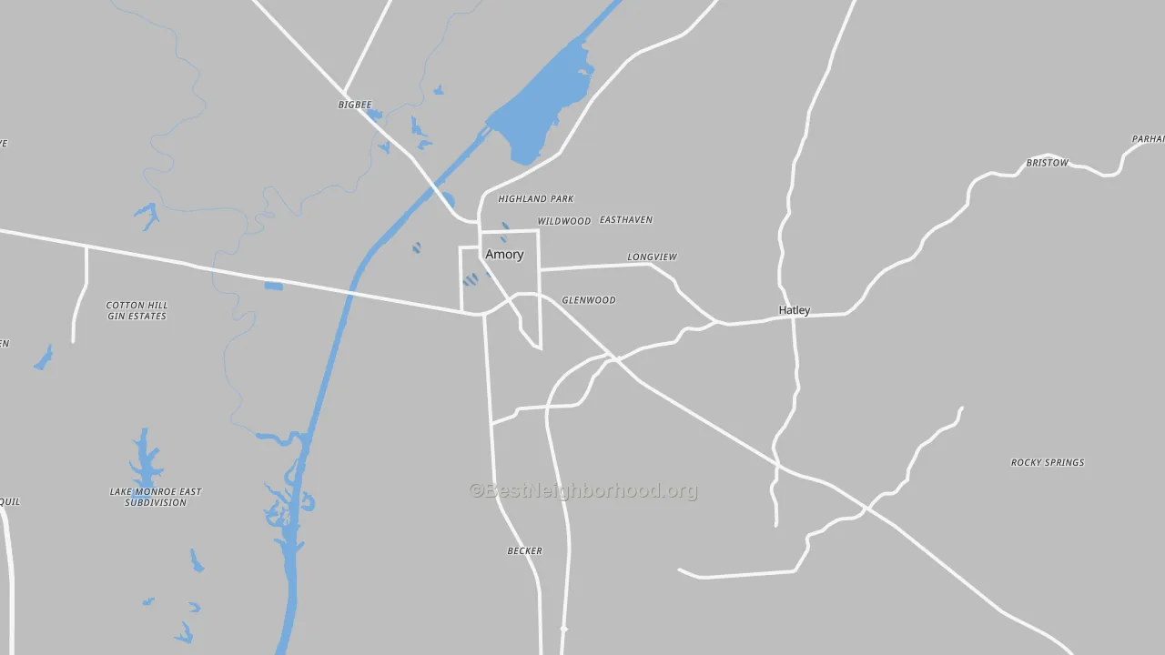 Transit Grade map of Amory, MS