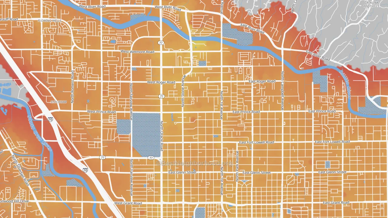 Transit Grade map of Amphi, Tucson, AZ