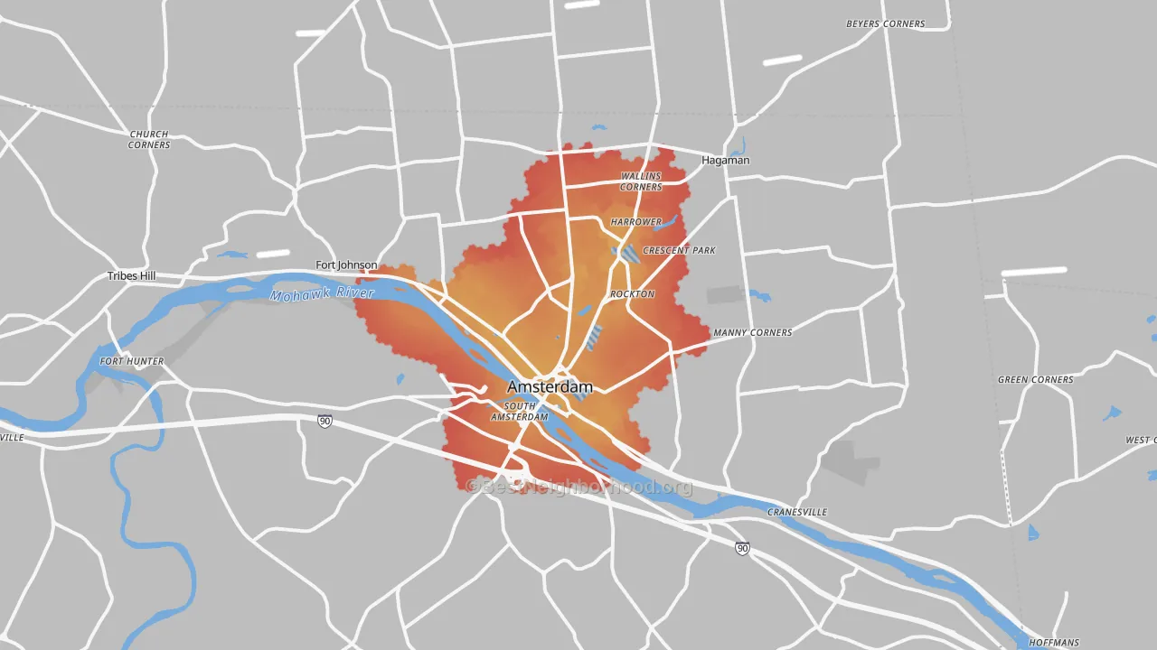 Transit Grade map of Amsterdam, NY