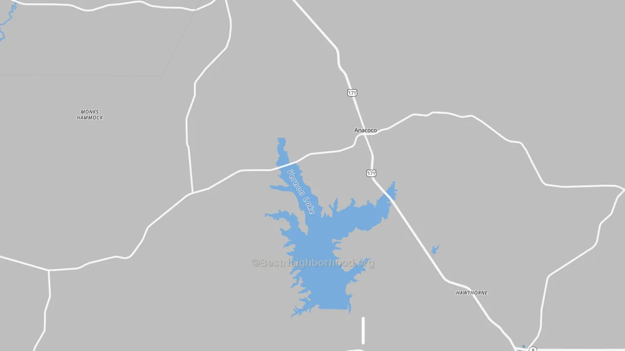 Transit Grade map of Anacoco, LA