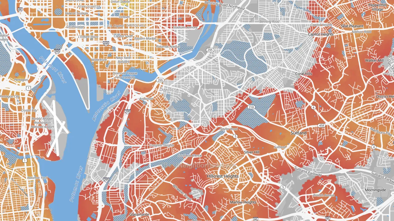 Transit Grade map of Anacostia, Washington, DC