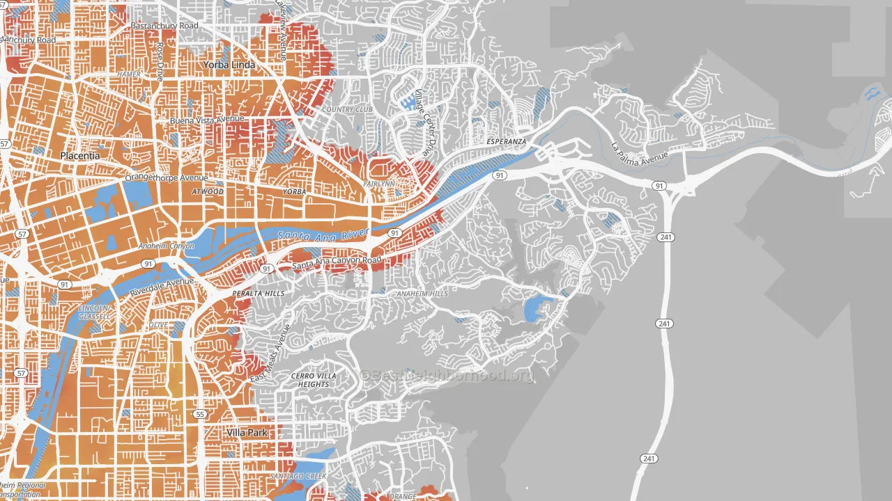 Transit Grade map of Anaheim Hills, Anaheim, CA