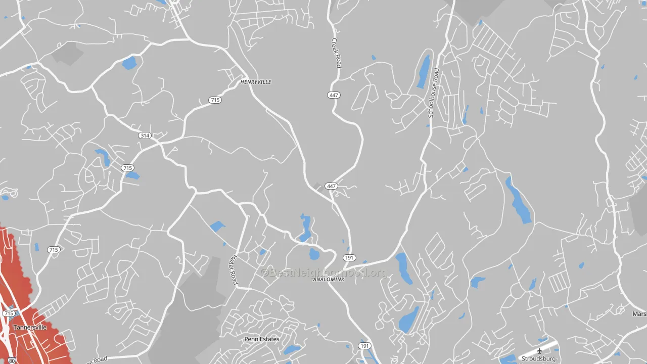 Transit Grade map of Analomink, PA