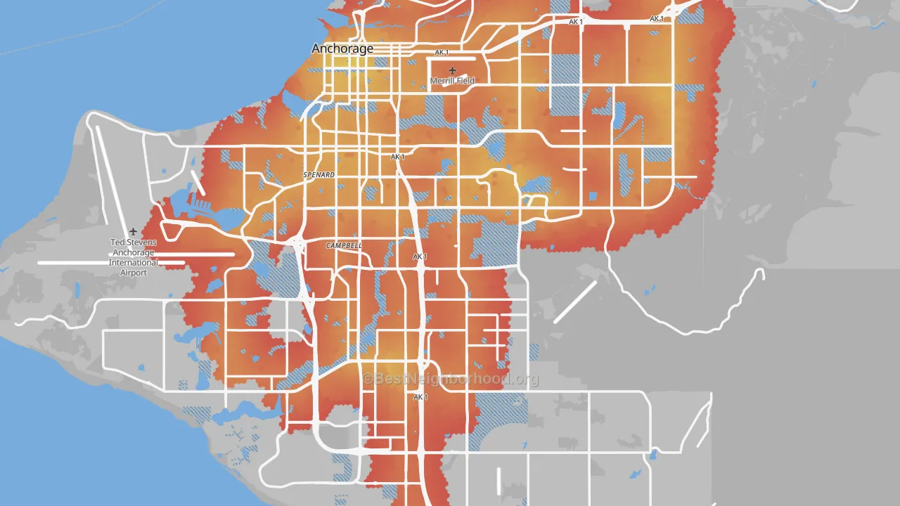 Transit Grade map of Anchorage, AK