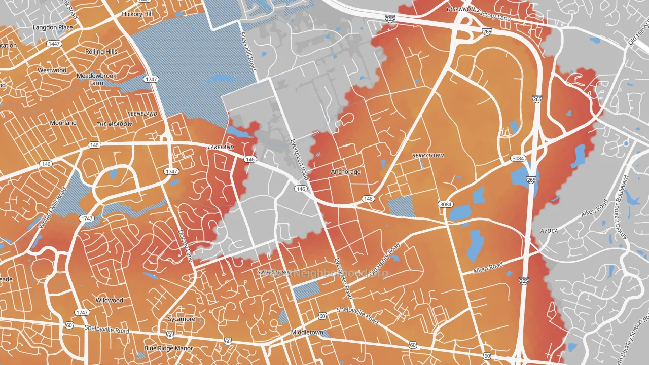 Transit Grade map of Anchorage, KY