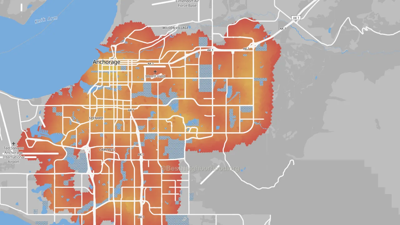 Transit Grade map of Anchorage Municipality, AK