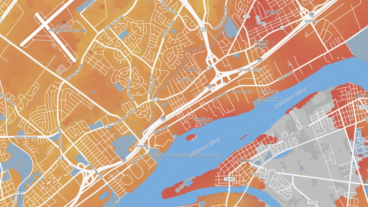 Transit Grade map of Andalusia, Bensalem, PA