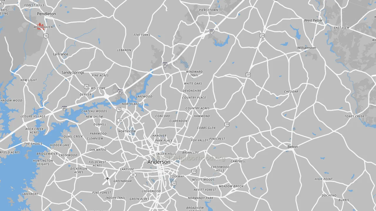 Transit Grade map of Anderson County, SC