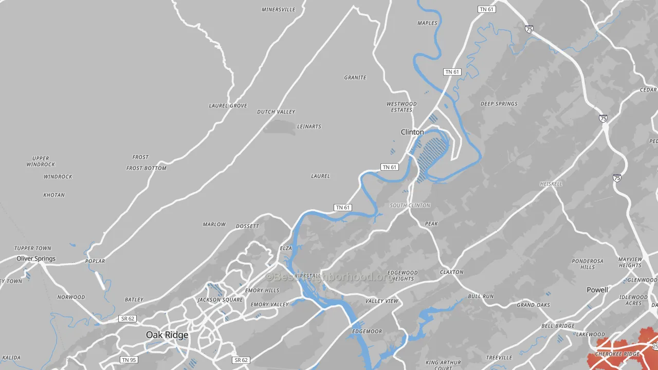 Transit Grade map of Anderson County, TN
