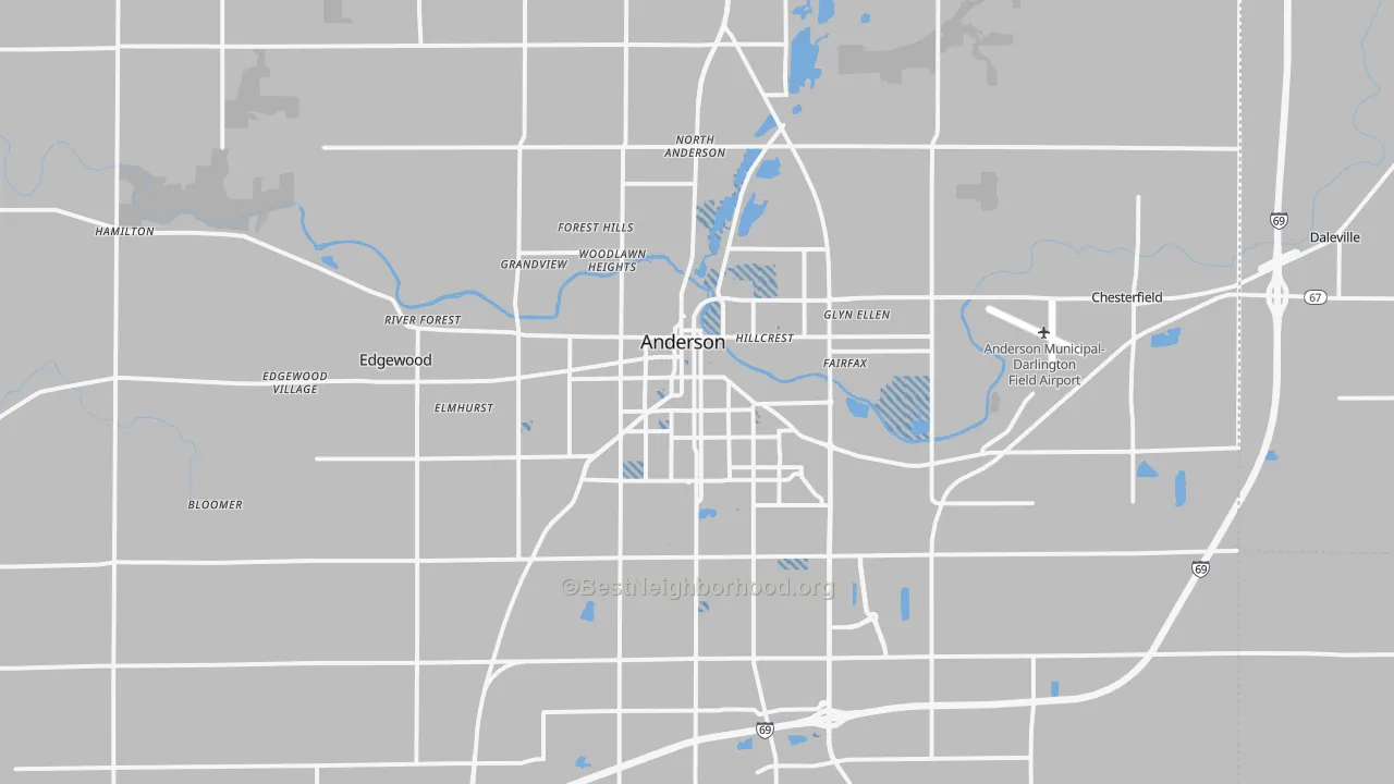 Transit Grade map of Anderson, IN