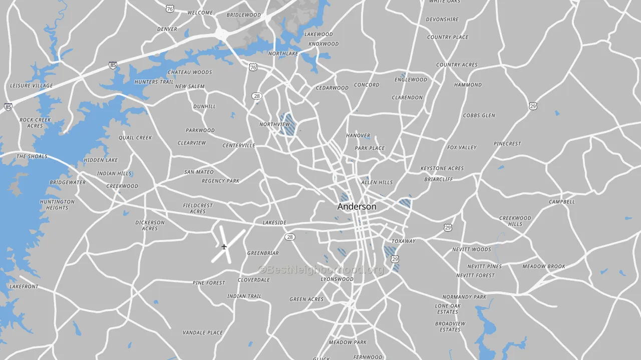 Transit Grade map of Anderson, SC