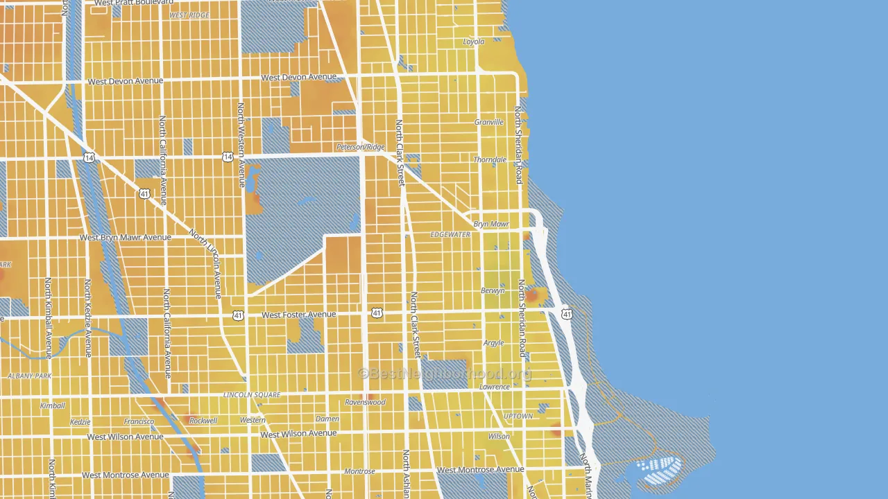 Transit Grade map of Andersonville, Chicago, IL
