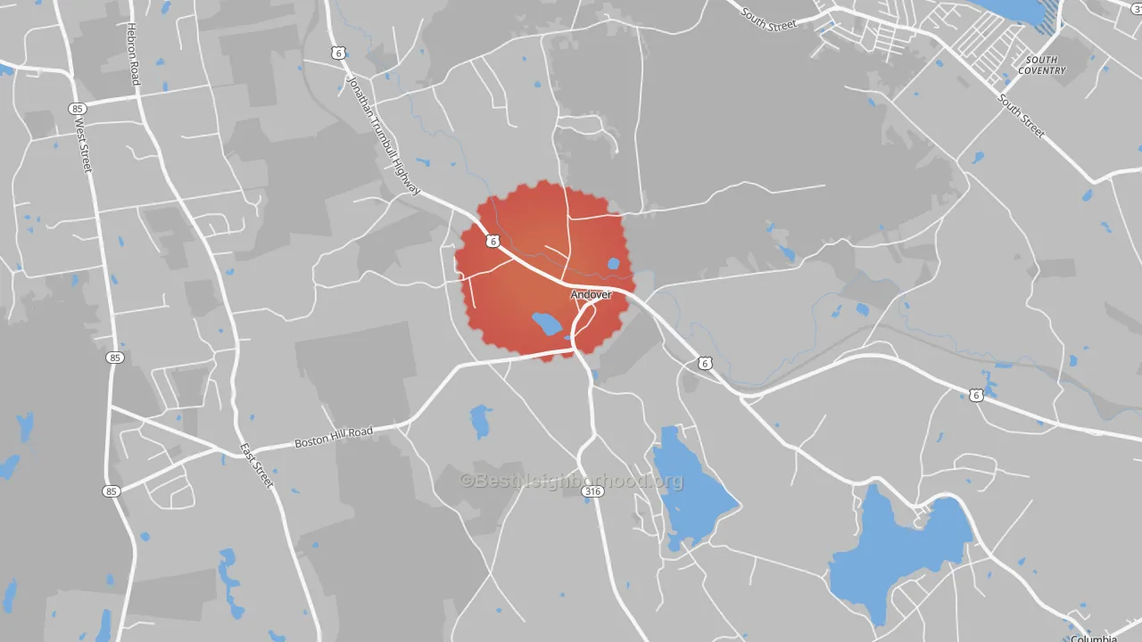 Transit Grade map of Andover, CT