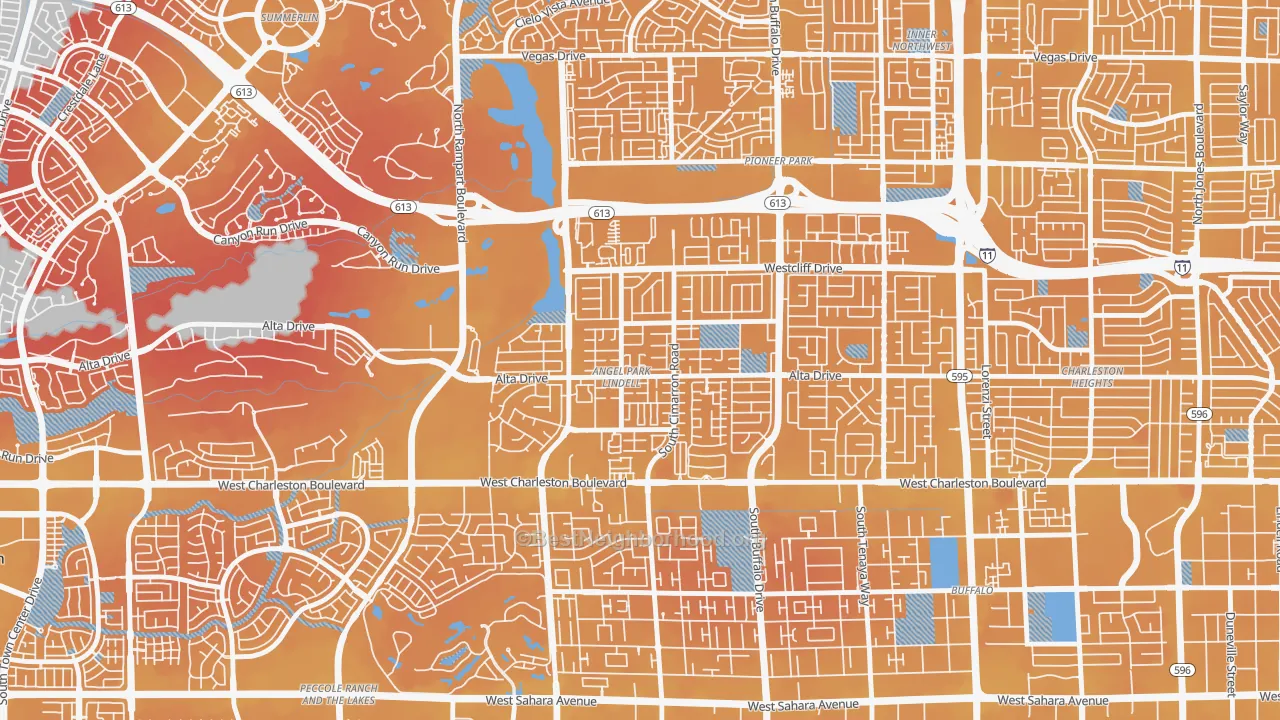 Transit Grade map of Angel Park Lindell, Las Vegas, NV