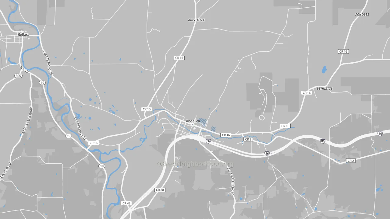 Transit Grade map of Angelica, NY