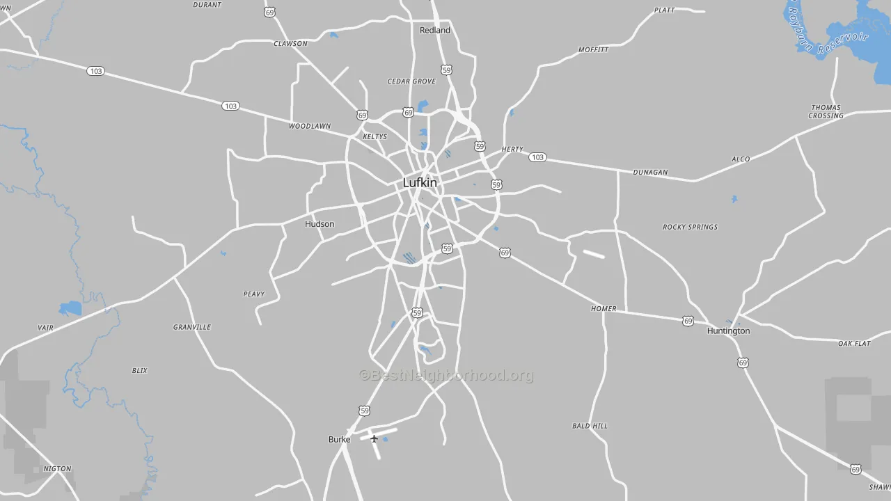 Transit Grade map of Angelina County, TX
