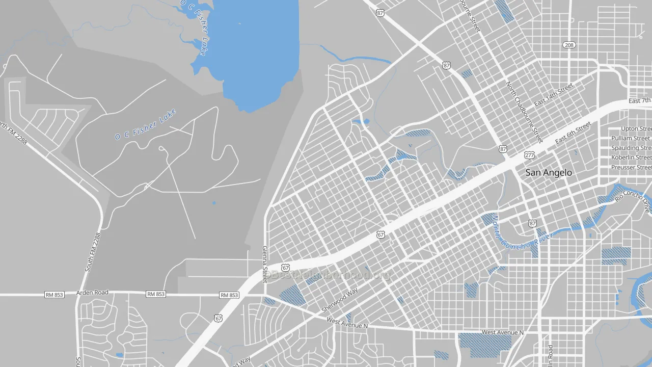 Transit Grade map of Angelo Heights, San Angelo, TX