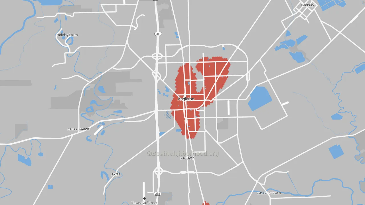 Transit Grade map of Angleton, TX
