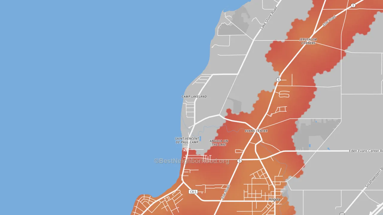 Transit Grade map of Angola on the Lake, NY