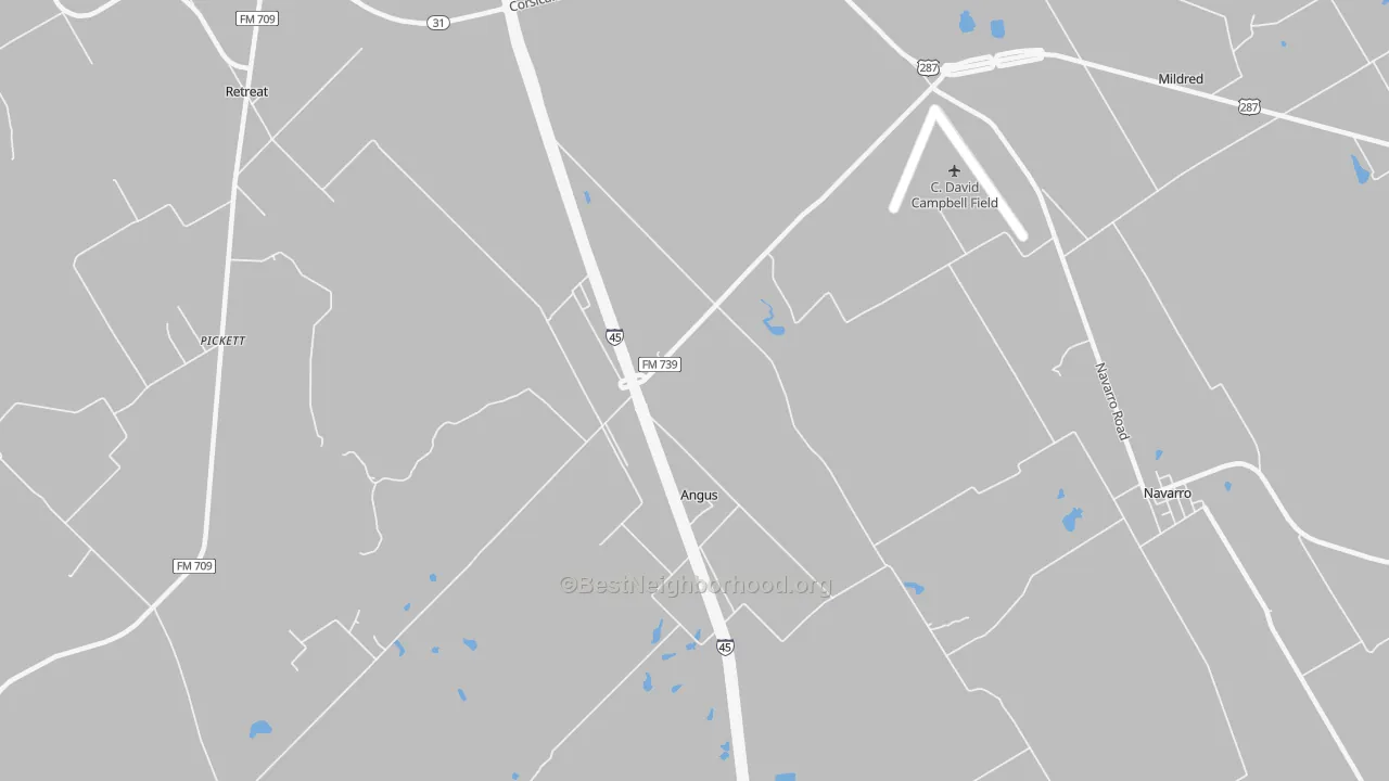 Transit Grade map of Angus, TX