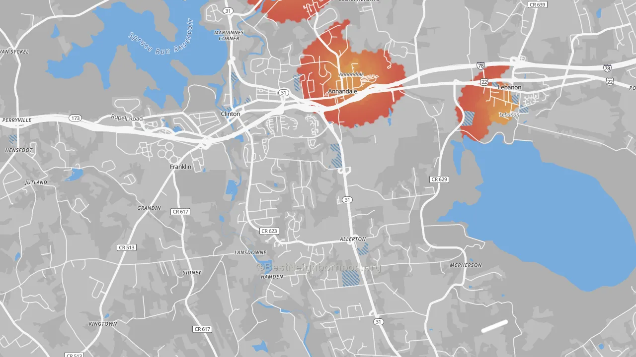 Transit Grade map of Annandale, NJ