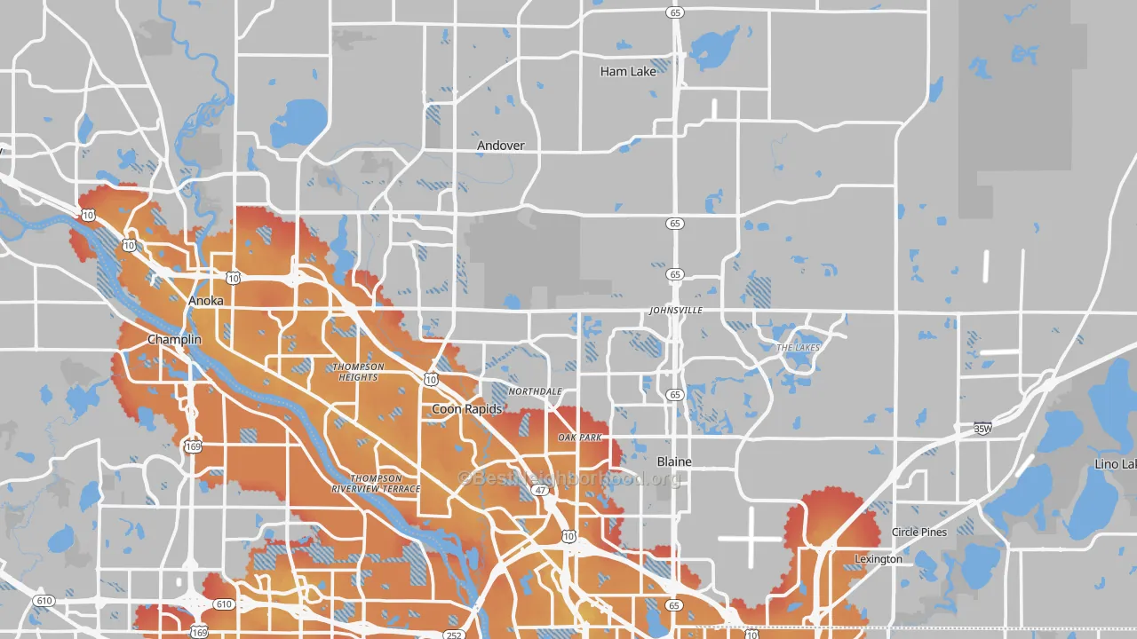 Transit Grade map of Anoka County, MN