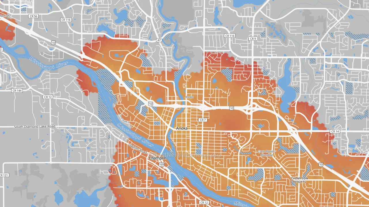 Transit Grade map of Anoka, MN