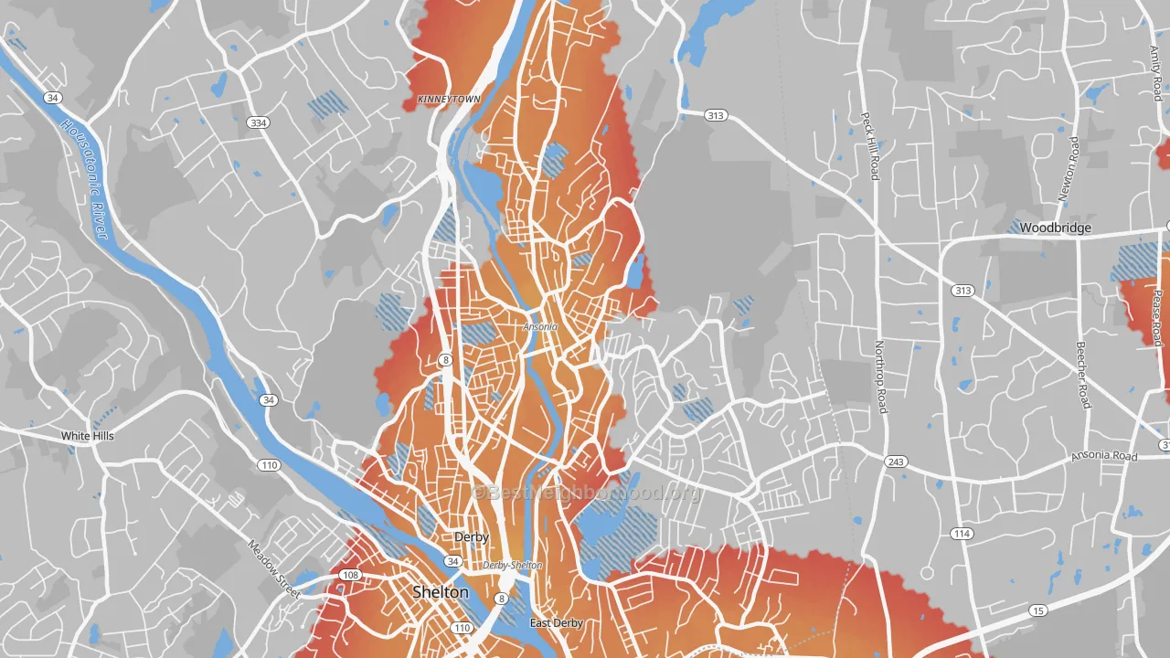 Transit Grade map of Ansonia, CT