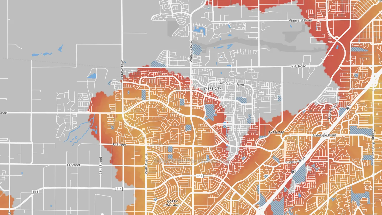Transit Grade map of Antelope, CA
