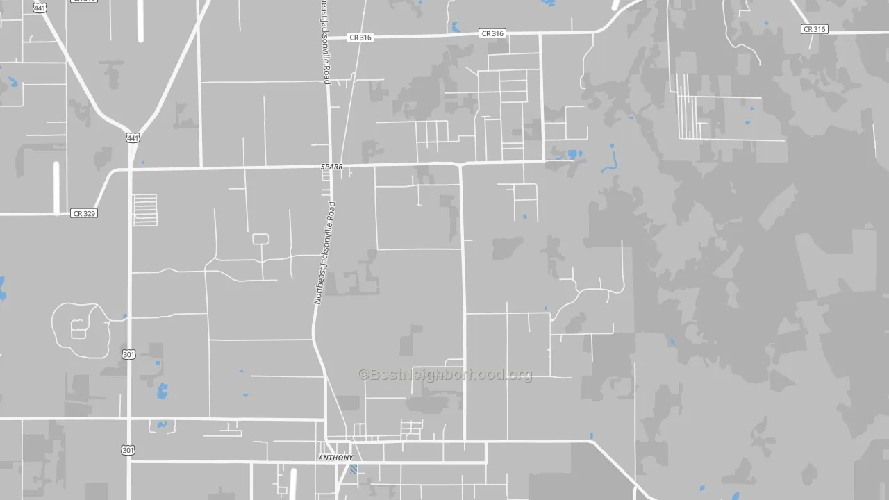 Transit Grade map of Anthony, FL
