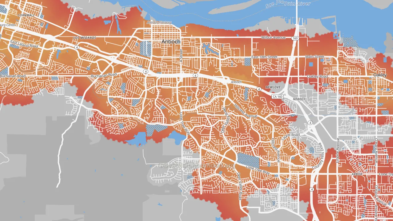 Transit Grade map of Antioch, CA