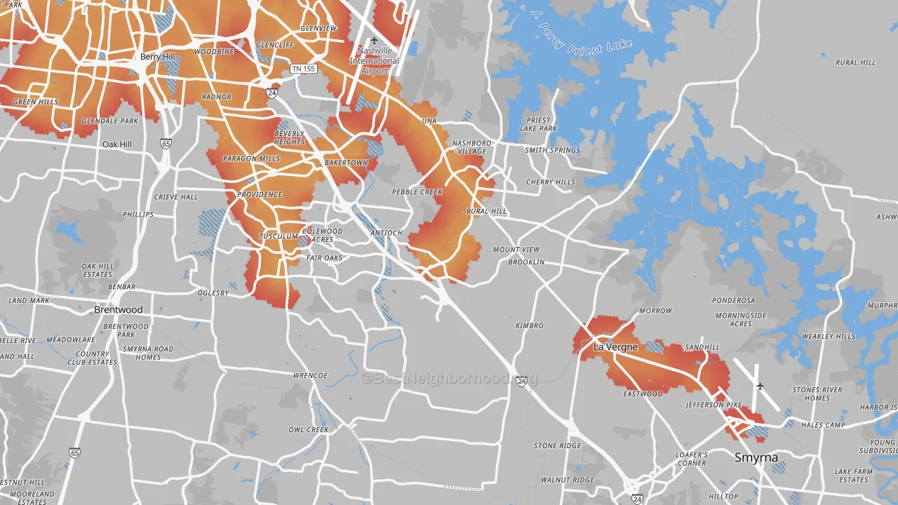 Transit Grade map of Antioch, TN