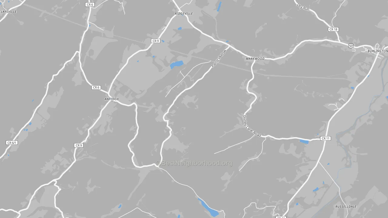 Transit Grade map of Antioch, WV