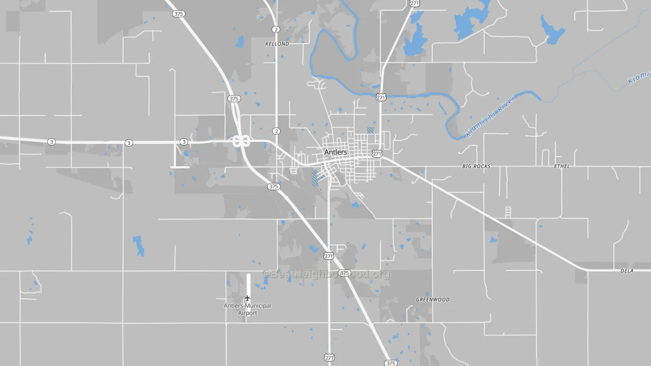Transit Grade map of Antlers, OK