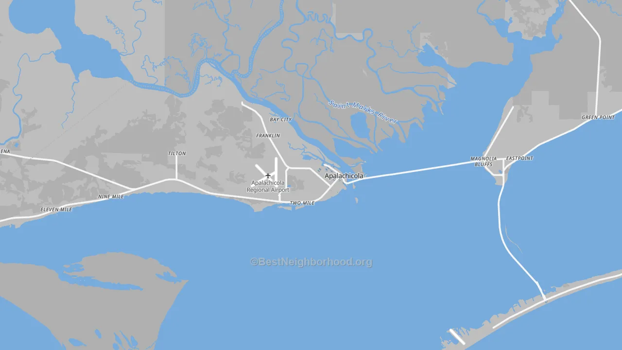 Transit Grade map of Apalachicola, FL