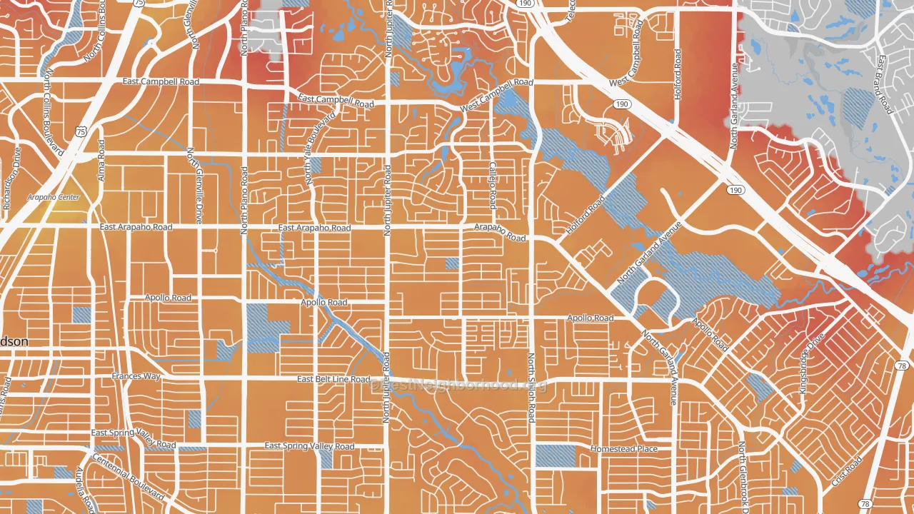 Transit Grade map of Apollo Arapaho and Camelot, Garland, TX