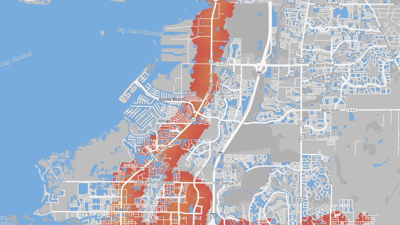 Transit Grade map of Apollo Beach, FL