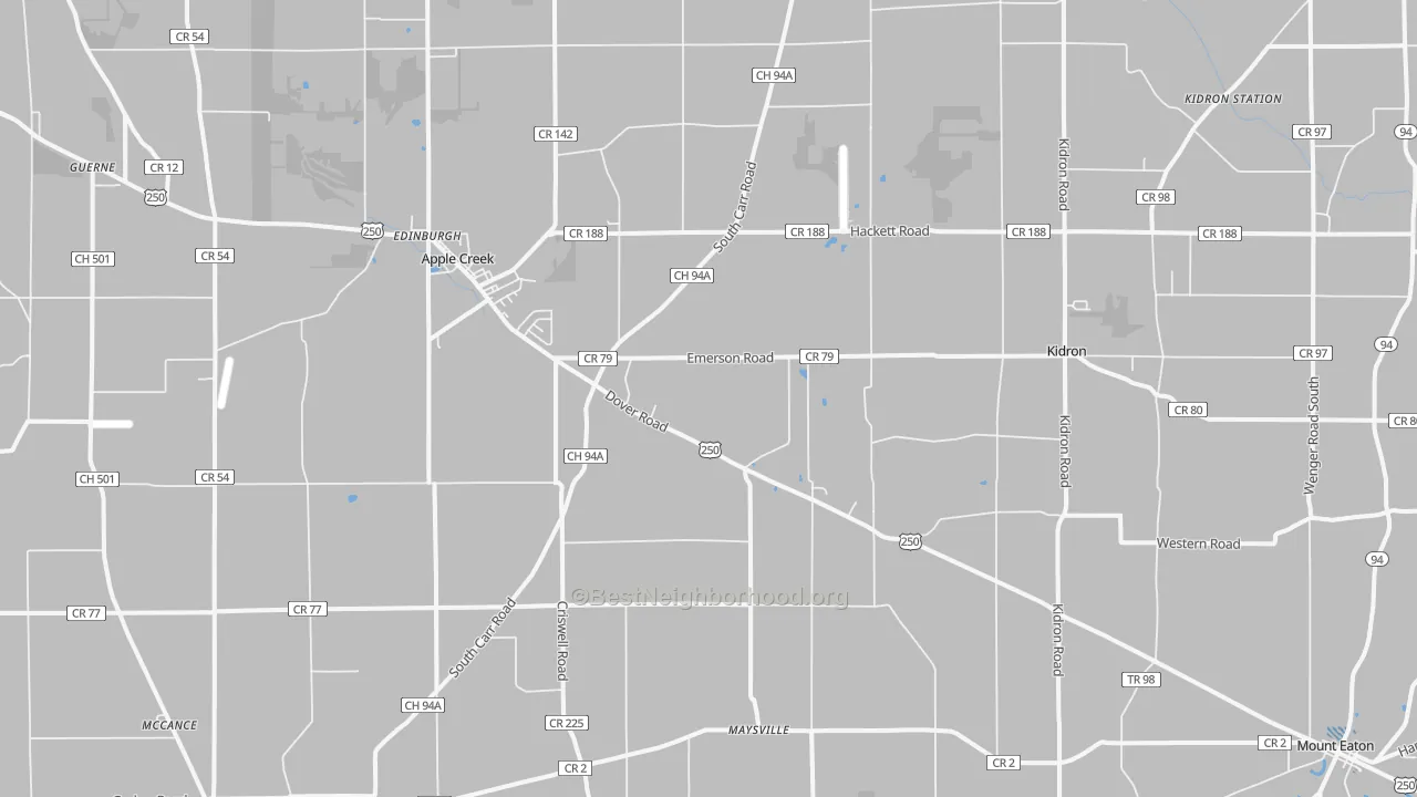 Transit Grade map of Apple Creek, OH