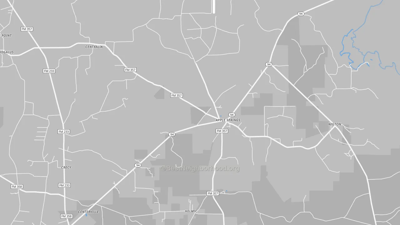 Transit Grade map of Apple Springs, TX