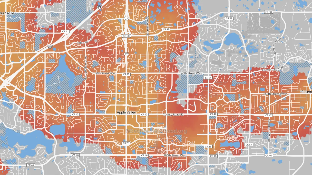 Transit Grade map of Apple Valley, MN