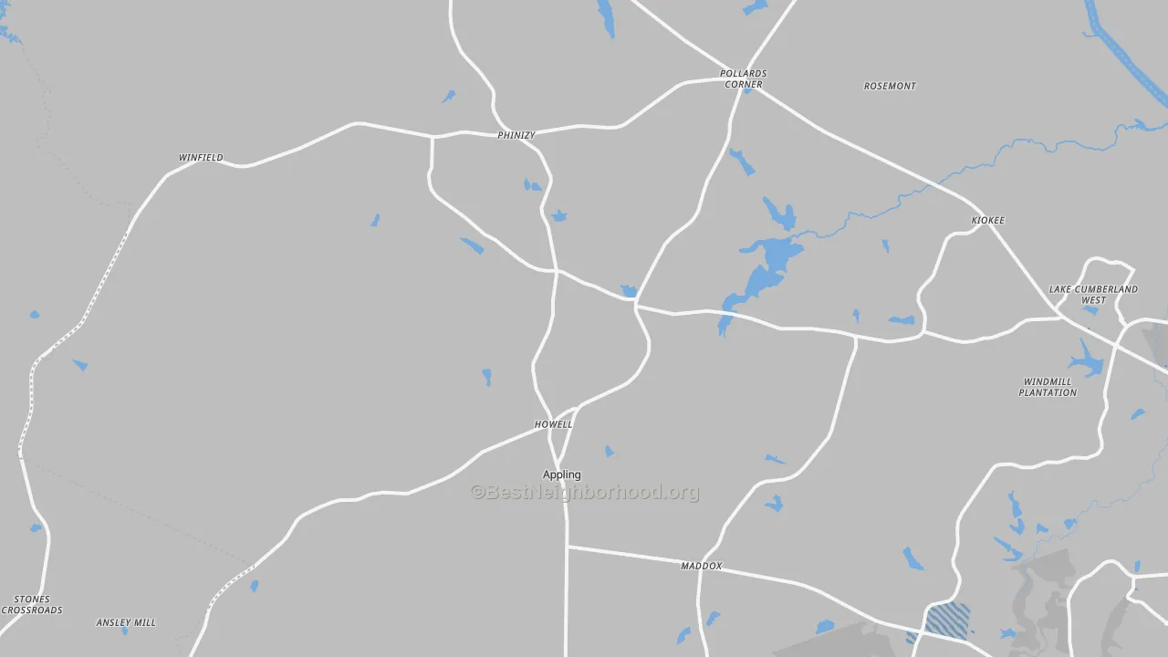 Transit Grade map of Appling, GA