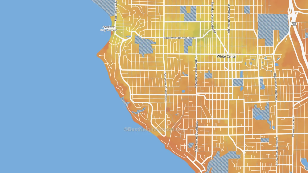 Transit Grade map of Arbor Heights, Seattle, WA