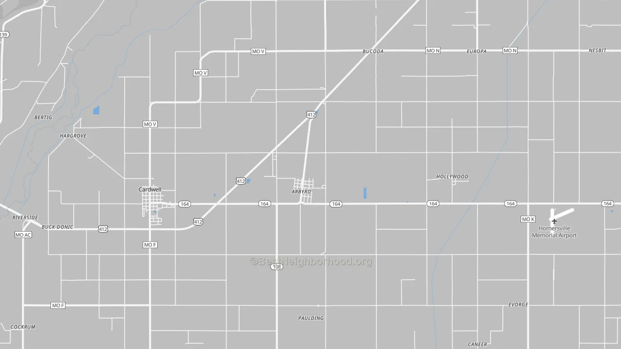 Transit Grade map of Arbyrd, MO