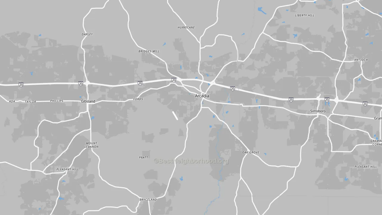 Transit Grade map of Arcadia, LA