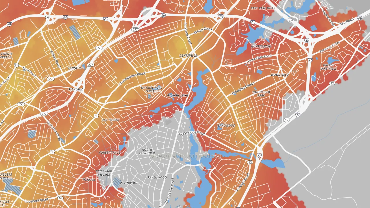 Transit Grade map of Arcadia Lakes, SC