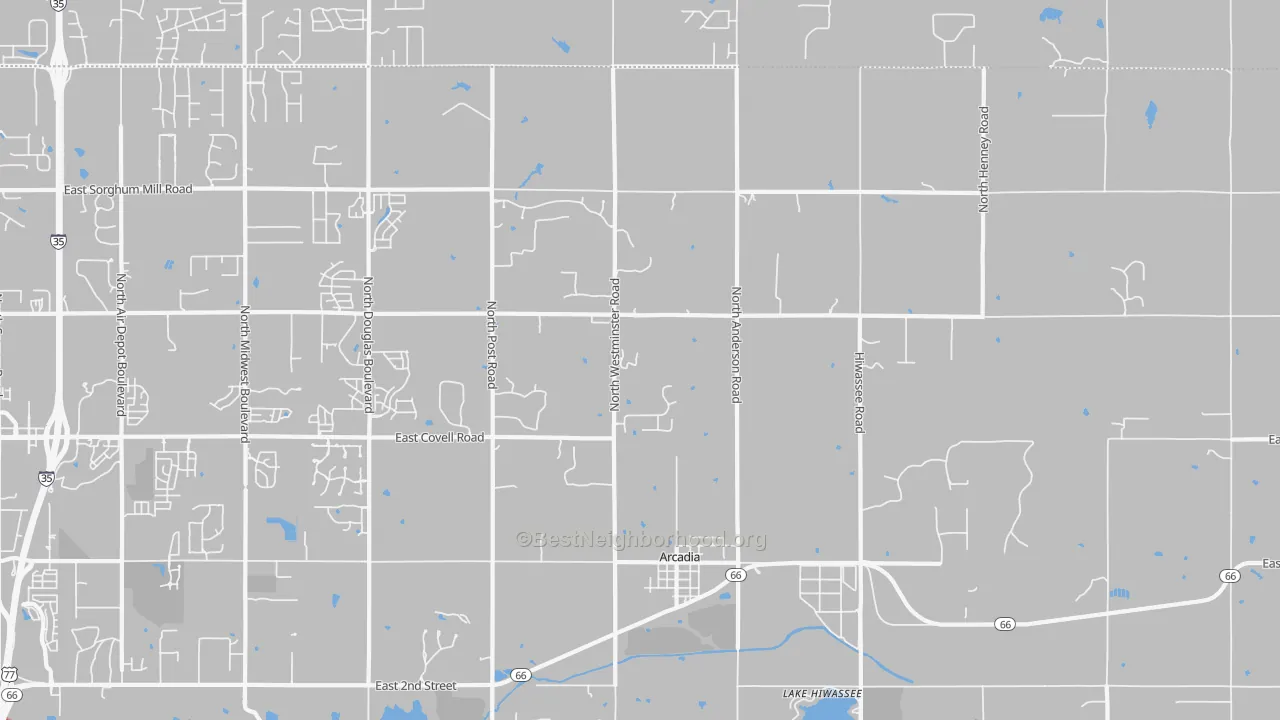 Transit Grade map of Arcadia, OK